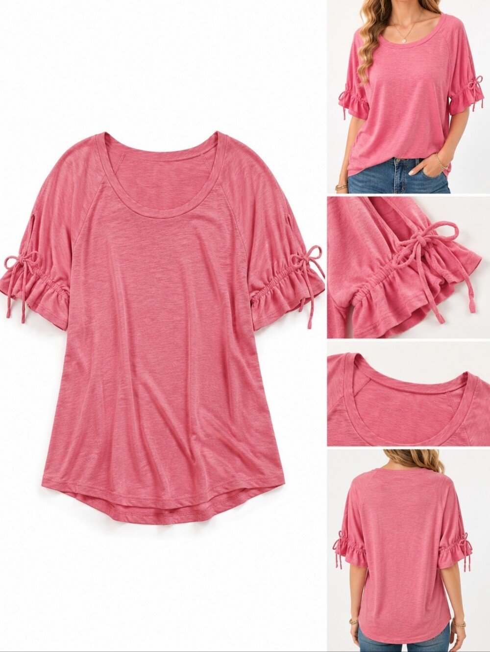 SUZANNE BETRO Cold Shoulder with Tie Sleeve Scoop Neck Size 1X